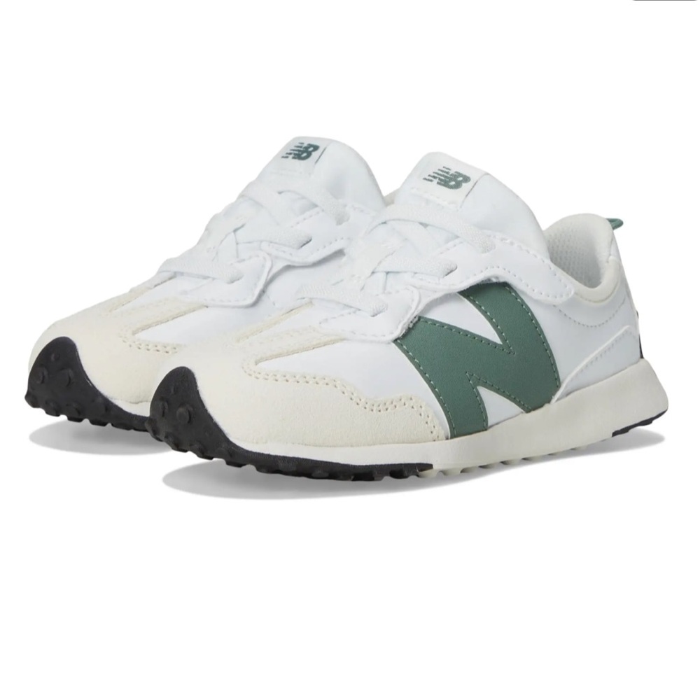 NWOB New Balance 327 New-B Toddler size 8 green white sneakers